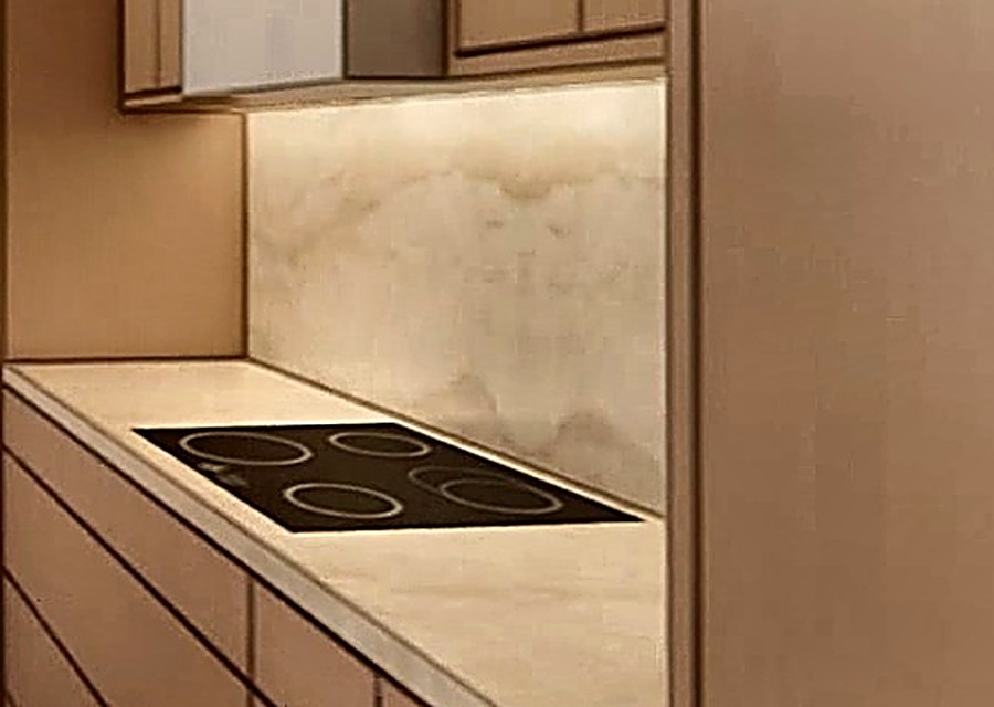 Honed quartz counters